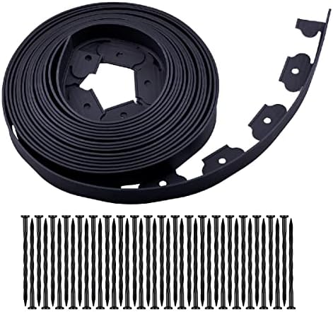 Garden Edging，40ft Landscape Edging with 40 Spikes for Lawn 2 Inch Tall(Black, 40FT) by YANEYRIE