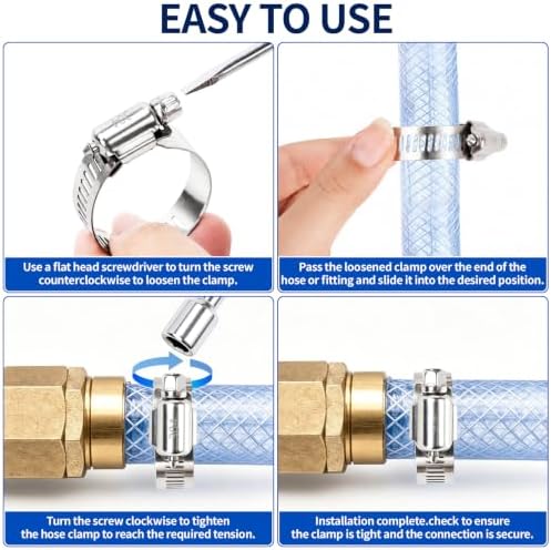100 Pcs Stainless Steel Hose Clamps, Adjustable 5/8-1 In (16-25mm) - Image 4