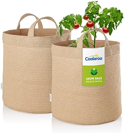 Coolaroo 2-Pack 10 Gallon Heavy Duty Plant Tomato Potato and Other Vegetables and Fruits Breathable Fabric Grow Planter Pot Bag with Handles, Desert Sand by Coolaroo