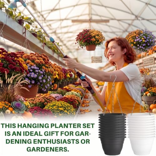 40 Pcs 10 Inch Plastic Hanging Planter Bulk Self Watering Hanging Baskets for Plants with Holes and Chain Plant Pot Outdoor Indoor Planter for Garden, Balcony, Porch, Patio Decor - Image 4