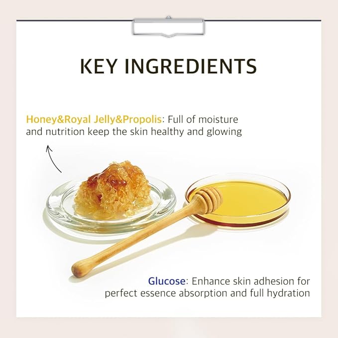 Papa Recipe Bombee Pepta Honey Mask 10 Pack – Hydrating Sheet Mask with 6 Types of Hyaluronic Acid and Honey Propolis Complex – Korean Skincare