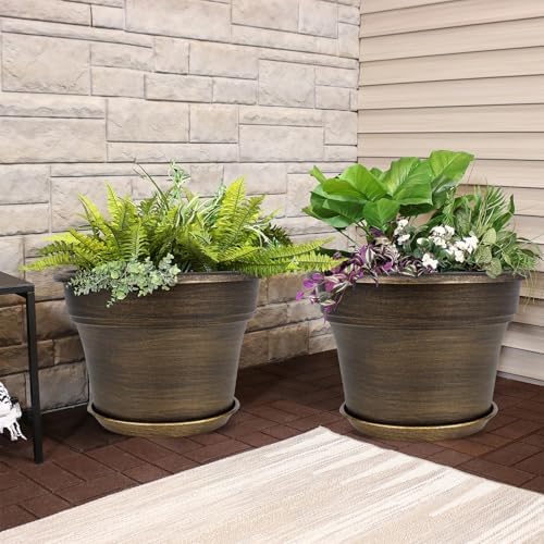 Fodetyff Planters-Plant-Pots-Indoor-Outdoor, 10 inch 4 Pack Gold - Image 6