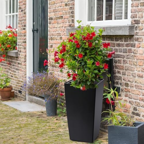 30 Inch Tall Planters Set of 2, Large Black Indoor Outdoor Flower Pots for Front Porch, Modern Tall Plant Containers with Drainage Holes, Water Level Indicator & Inner Bucket, Patio Deck Balcony Decor - Image 7