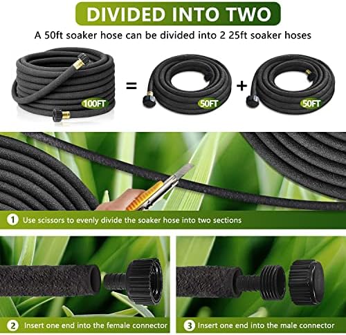 Soaker Hose 100 Ft for Garden Beds with Fittings Kit, 1/2’’ Soaker Hose for Foundation Watering, Heavy Duty Water Saving Drip Hoses for Lawn, Landscaping, Garden(100 FT) - Image 4