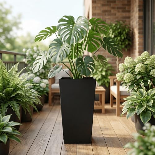 SnugNiture Taper Tall Planters 30 Inch Set of 2, Large Planter for Indoor Outdoor Plants, Modern Flower Pot Containers Large Decorative Tree Planter, Black - Image 6