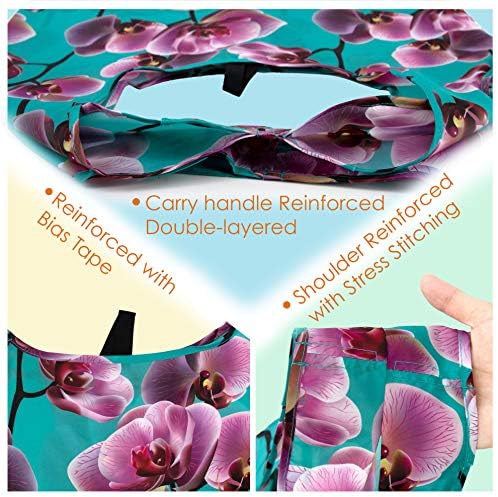 BeeGreen 10 Pack Washable Floral Grocery Bags for Shopping Reusable Tote Bags Extra Large 50LBS Cute Flower Design Foldable Reusable Bags for Women Men Lightweight Durable - Image 6