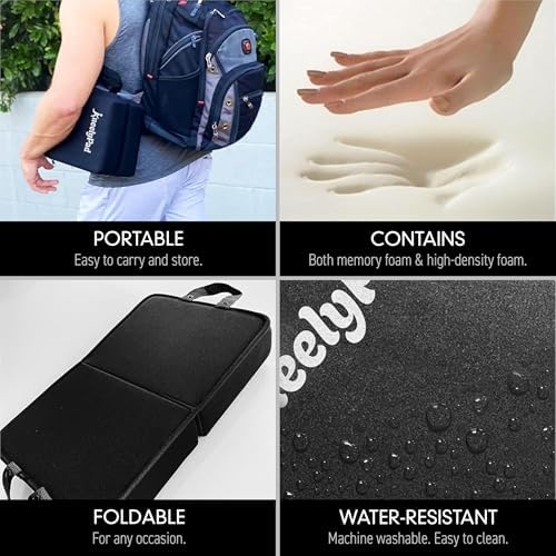 KneelyPad by Kneely | Kneeling Pad for Gardening, Exercise, Cleaning, & Mechanic Work | Extra Thick Memory Foam Knee Cushion for Gardening & More with Washable Cover | Foldable Knee Pad with Handle - Image 3