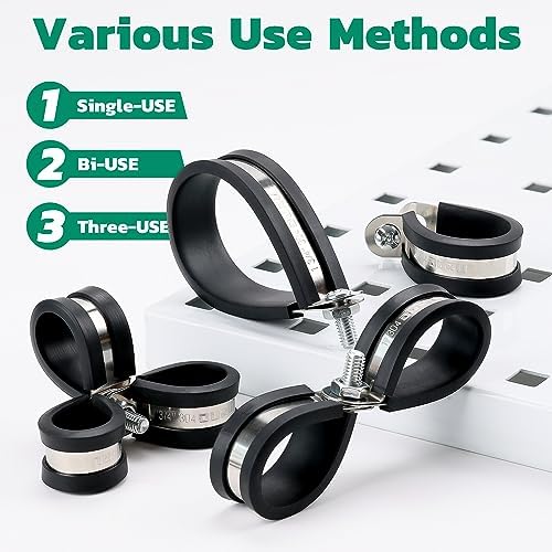 OURU 72PCS Cable Clamps Assortment Kit,Rubber Coated, 1/4"-1/2" 3 Sizes - Image 5