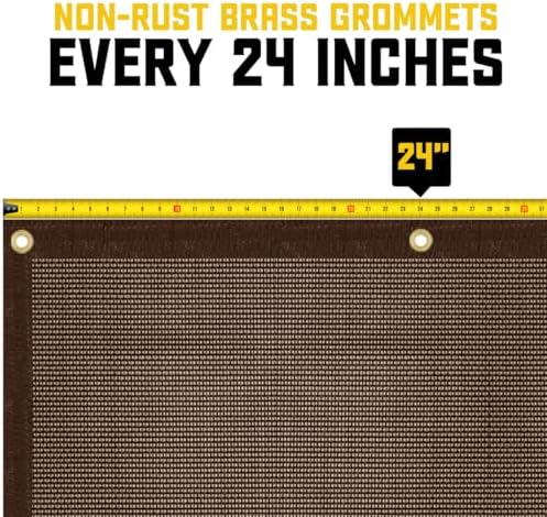 Core Tarps 60% Brown Shade Cloth with Grommets - 30 X 30 FT Heavy Duty Mesh Tarp - Sun Shade Cloth for Garden Vegetables Plants Greenhouse Outdoors Backyard Fences Dump Trucks Patio Mesh Shade Tarp - Image 7