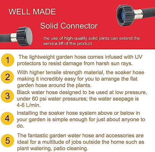 Garden Soaker Hose Kit 75ft 1/2" Short Rubber Drip Hoses Soaking - Image 7