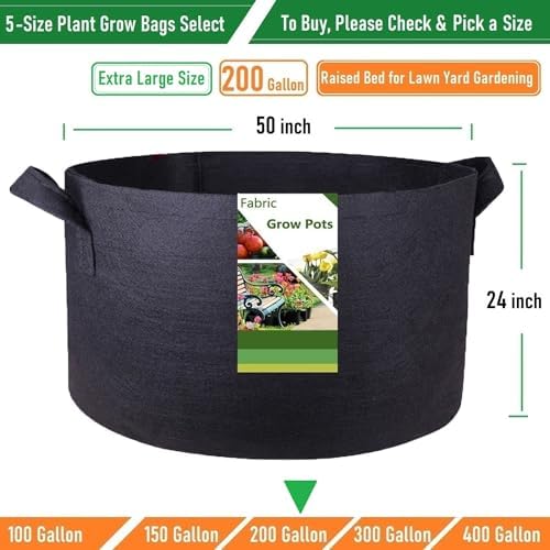 200 Gallon Big Raised Garden Bed Bag (50x24 inch) Large Plant Grow Bag for Tomato,Potato Planter,Herbs Veggies Planter,Flower Bed,Plant Container,Yard Waste,Lawn Debris,Leaf Bag with Gardening Gloves - Image 3