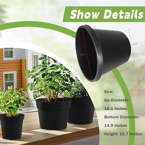 HOSTIC 15 Gallon Flexible Nursery Pots Gallon Pot with Drainage Holes Plastic Plant Container Suitable for Indoor Outdoor Vegetables Flowers Plants 10 PCS - Image 4