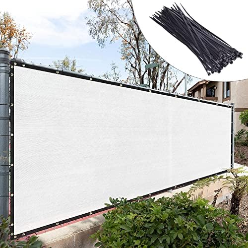 Royal Shade Custom Size 6' x 160' White Fence Privacy Screen Windscreen Cover Netting Mesh Fabric Cloth - Cable Zip Ties Included (We Make Custom Size) by RoyalShade