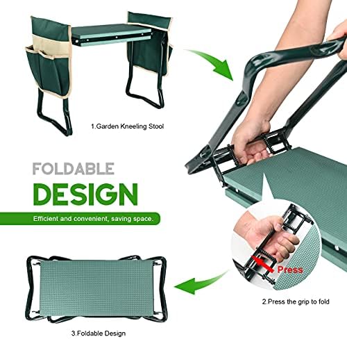 KVR Upgraded Garden Kneeler and Seat with Thicken & Widen Soft Kneeling Pad,Heavy Duty Foldable Gardener Stool with 2 Tool Pouches,Gardening Gifts for Women Mom Men Seniors¡­… - Image 6
