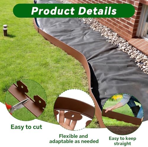 Garden Edging Border, 2In x 100 FT Landscape Edging with 90 Spikes, Brown - Image 6