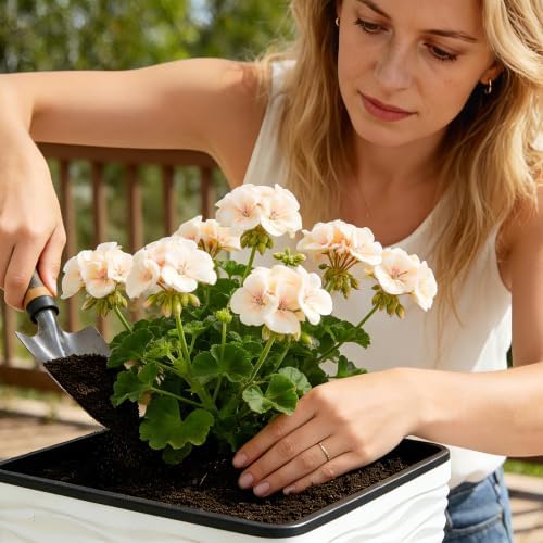 Worth Garden 2-Pack 22" H. White Square Tapered Planter with Inside Pots - Plastic Plant Pots for Indoor Outdoor - Modern Wavy Finish Decorative Flower Pots for Front Porch Containers Patio Deck - Image 3