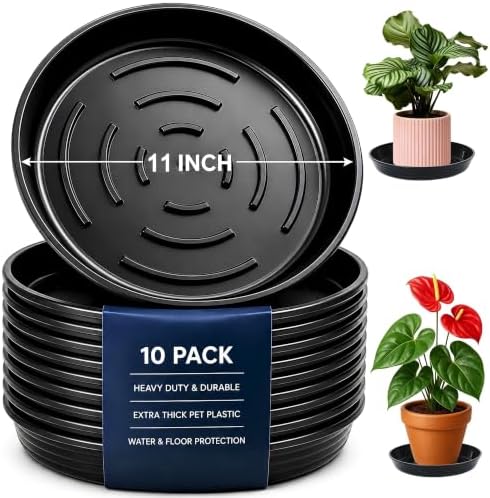10Pack Plant Saucer 10 inch, Heavy Duty Flower Pot Saucers, Plant Pot Saucers Bulk, 1.5'' Deeper Plant Trays for Pots Durable Drip Trays for Potted Plants, Plant Saucers for Outdoors and Indoors by Unknown