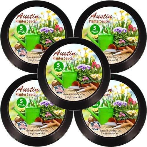 8 Inch (6.3 Inch Base) Plant Saucer, Black, Case of 5 by AustinPlanter