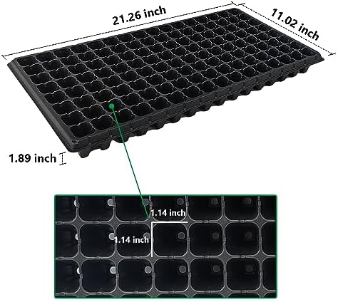 RooTrimmer 10Pcs 128 Cell Seed Starter Trays, Thick Durable Nursery 128 Cell Plug Tray Seedling Flat Plastic Shallow Tray for TD538 1020 Trays (21.26", 11.02", Deep 1.89"), GGBQ128 - Image 2
