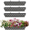 4 Pack 30 Inch Window Boxes Planters Railing Planter Box with Adjustable Brackets & Non-Woven Fabric Plant Grow Bags Deck Railing Planter Boxes Balcony Hanging Flower Box for Outdoor Plants by KarlliuHOMEGARDEN