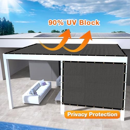 Artpuch Outdoor Pergola Shade Cover 14x15 FT Sun Shade Cloth with Grommets Dark Grey 90% UV Protection Canopy Patio Privacy Screen (Customized Available) - Image 3