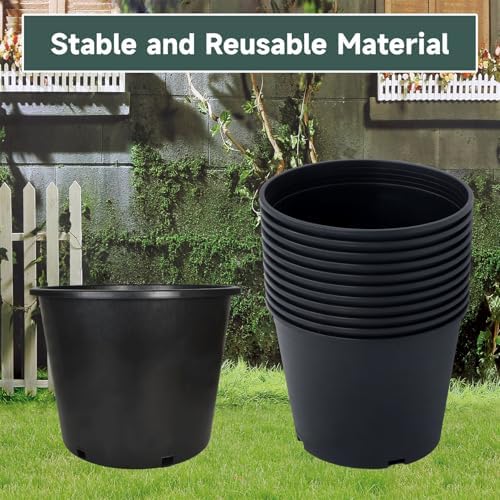 Plant Nursery Pot 7 Gallon Plastic Garden Planter Pots Flower Seedling Injection Molded Container Seed Starting Large Pot Set for Indoor Outdoor Plants Seedlings Vegetables - Image 2