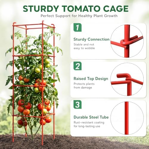 6-Pack 46inch Metal Tomato Cage for Garden Plant Support - Image 3
