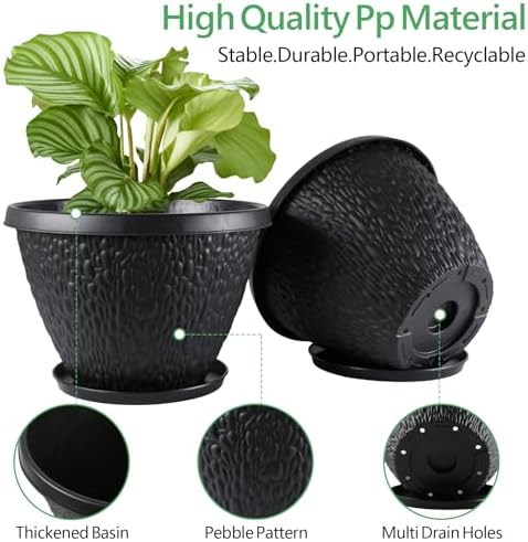 Nooulap 8 inch Plant Pots, Indoor Outdoor Small Planters, 4 Pack - Image 3