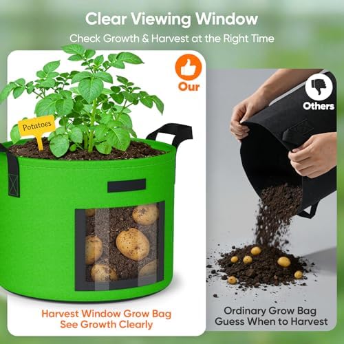 20 Gallon Potato Grow Bags: 5 Pack Colorful Gardening Supplies Fabric Pots - Image 4