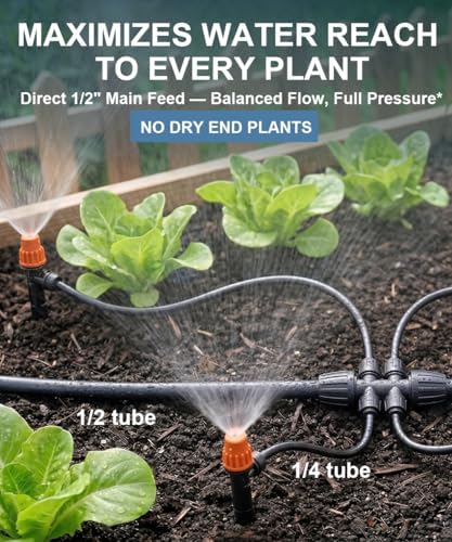 40FT Main tube1/2 Drip Irrigation System Kit with 40 Adjustable Nozzles - Image 3