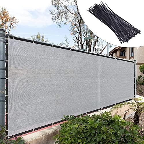 Royal Shade Custom Size 6' x 119' Grey Fence Privacy Screen Windscreen Cover Netting Mesh Fabric Cloth - Cable Zip Ties Included (We Make Custom Size) by RoyalShade