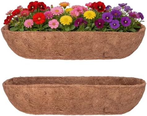 DUNCHATY 24 Inch Trough Coco Liners for Planters - 2 Pack Window Box Liners by DUNCHATY