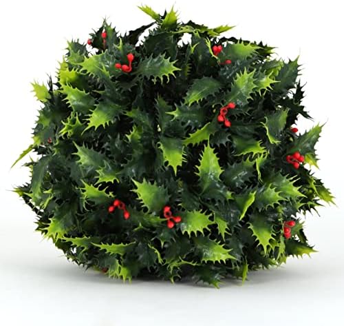 Artificial Holly Topiary Balls for Outdoor Decor - 7", 8-Pack by 3rdStreetInn