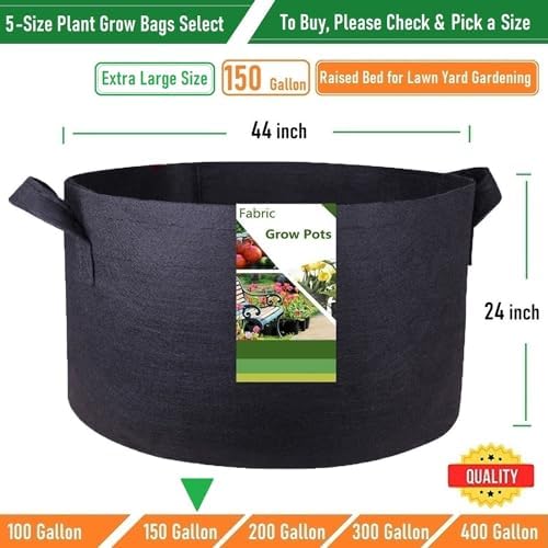 150 Gallon Big Raised Garden Bed Bag (44x24 inch) Large Plant Grow Bag for Potato,Tomato Planter,Herbs Veggies Planter,Flower Bed,Plant Container,Yard Waste,Lawn Debris,Leaf Bag with Gardening Gloves - Image 4