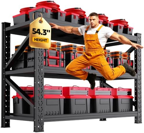 59" W Storage Shelves, 3T Adjustable Garage Shelving Unit, Rust Proof Large Metal Storage Rack, 20" Dx59 Wx54.3 H Industrial Shelving for Warehouse, Basement, Supermarket by AXASIIO