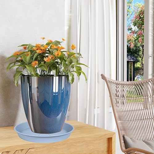 OVZILKI 6 Pack of Plant Saucer Tray 7 8 inch, Heavy Duty Plastic Pot Plant Drip Trays Saucers for for Indoors Outdoor, Plant Water Tray for Planters 7-9" (8", Light Gray) - Image 7