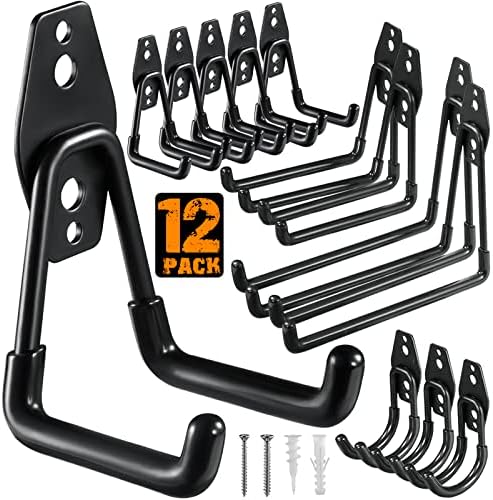 HUPBIPY 12 Pack Garage Hooks Heavy Duty, Wall Mount Ladder Hooks by HUPBIPY