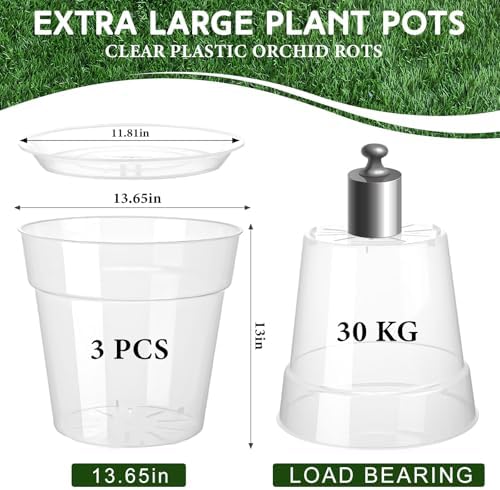 Baderke 3 Pack Clear Nursery Pot,13.65 Inch - Image 3
