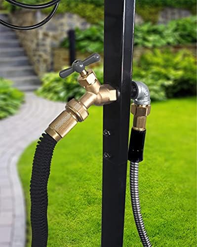 Artigarden Freestanding Garden Hose Holder Stake with Brass Faucet, Heavy Duty Metal Water Pipe Storage Stand Rack for Outdoor - Image 3