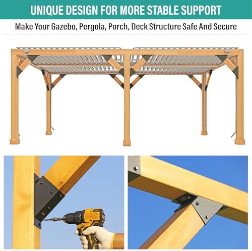 4Pcs 45 Degree Pergola Angle Support Brackets, 4x4 Wood Connector - Image 4