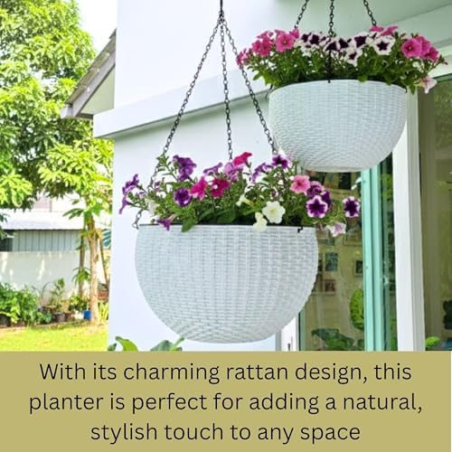 LaLaGreen Hanging Pots for Indoor (11in, 2 Pack) Self-Watering Plant Holder - Image 4