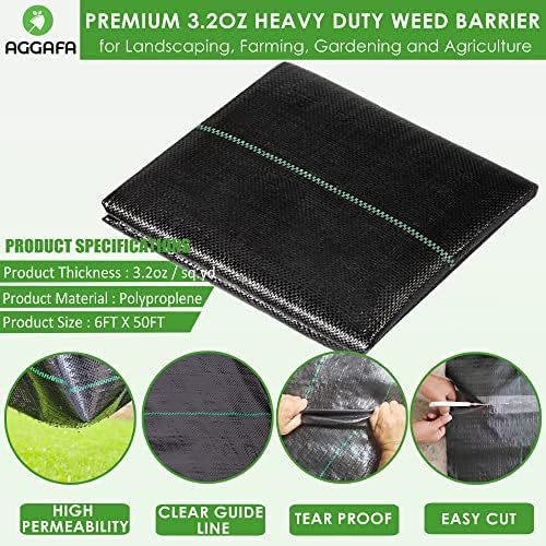 (6ft x 50ft 100% Virgin Material. Premium Heavy Duty Weed Barrier Fabric for Landscaping, Farming, Gardening and Agriculture. Durable Woven Landscape Fabric - Image 3