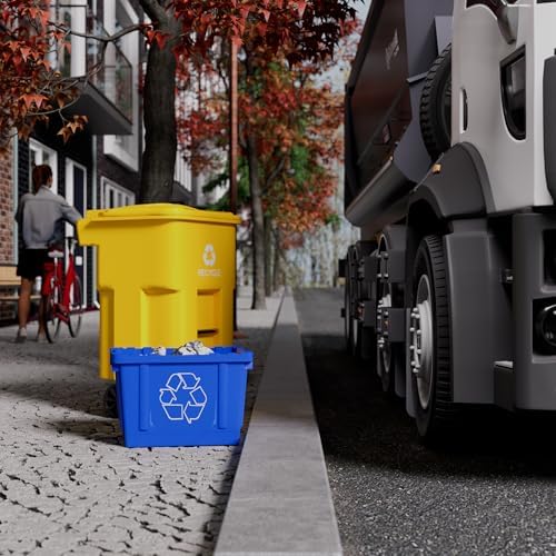 14 Gallon Rectangular Blue Recycling Bin | 6 Pack | Inside Outside Curbside | Stackable Box for Paper Plastic - Image 7