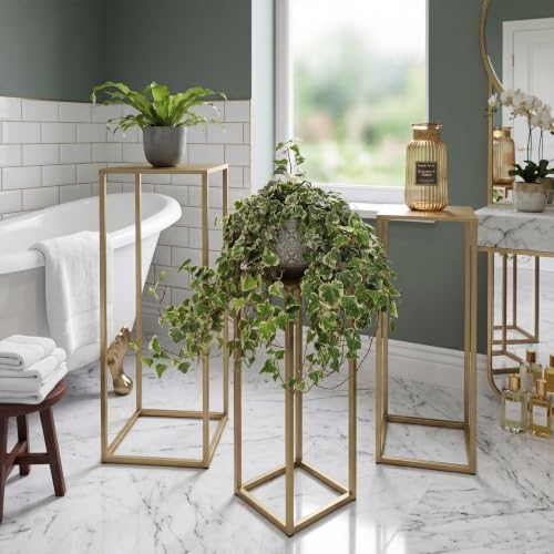 Cocoyard Garden Supply Geometric Centerpieces for Wedding Tables, Set of 3 Metal Plant Stands – Modern Nesting Pedestal Side Tables, No Assembly Required, Indoor Outdoor, Gold, 19.7"/23.6"/27.5" - Image 6