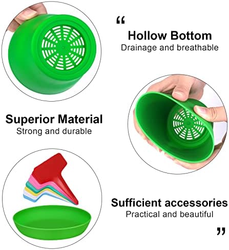 ADXCO 16 Pack 4 Inch Plastic Planters Assorted Flower Plant Pots Seedling Nursery Pots with Tray, Outdoor Indoor Plants for Seedling, Transplanting, Cutting, 8 Colors, Multicolor (AX1772) - Image 3