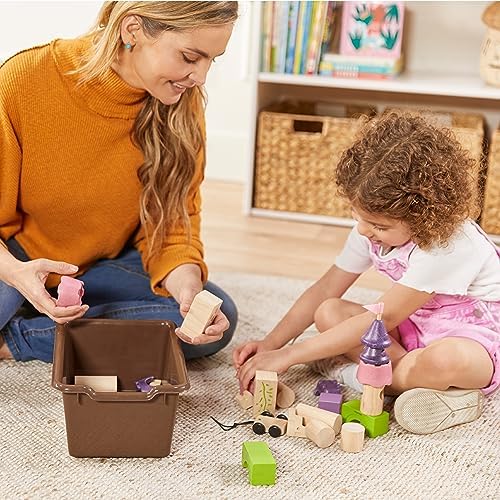 ECR4Kids 10 Cubby Mobile Tray Cabinet with Bins, 5x2, Natural - Image 2
