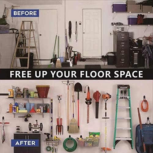 Garage Hooks, 4 Pack Wall Mount Storage Hanger with 2 Extension Cord Holder Organizer, Heavy-Duty 7.5 inch Long Hooks for Ladder, Ski, Sports, Utility, Garden Tool, Hose Storage Rack Organizer - Image 6