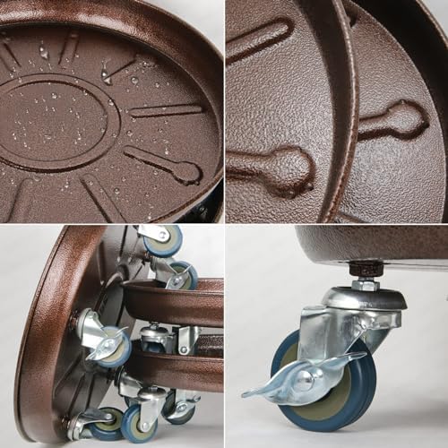 Plant Caddy with Wheels 16 Inch 3 Pack, Heavy Duty Metal Plant Stand & Dolly with Lockable Casters, Holds 230 lbs for Indoor Outdoor Large Flower Pots, Bronze - Image 3