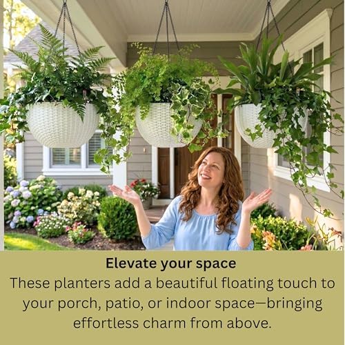LaLaGreen Hanging Pots for Indoor (11in, 4 Pack) Self-Watering Plant Holder - Image 5
