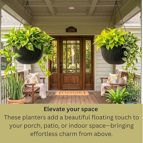 LaLaGreen Indoor Hanging Planters (11in, 2 Pack) Self-Watering Flower Pots - Image 4